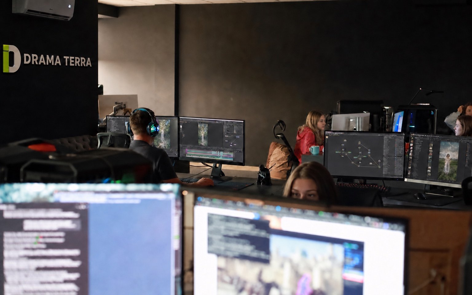 Drama Terra AI and post-production workstations with editing and color suites